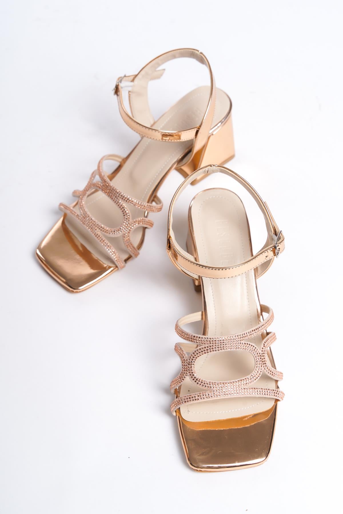 Women's Pedm Powder Low Thick Heel Stone Sandals 5 cm - STREETMODE ™