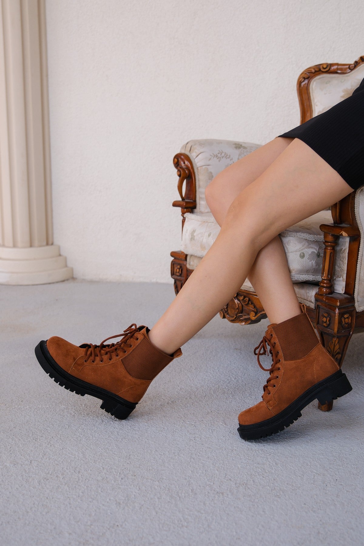Women's Beery Tan Suede Lace Up Boots - STREETMODE ™