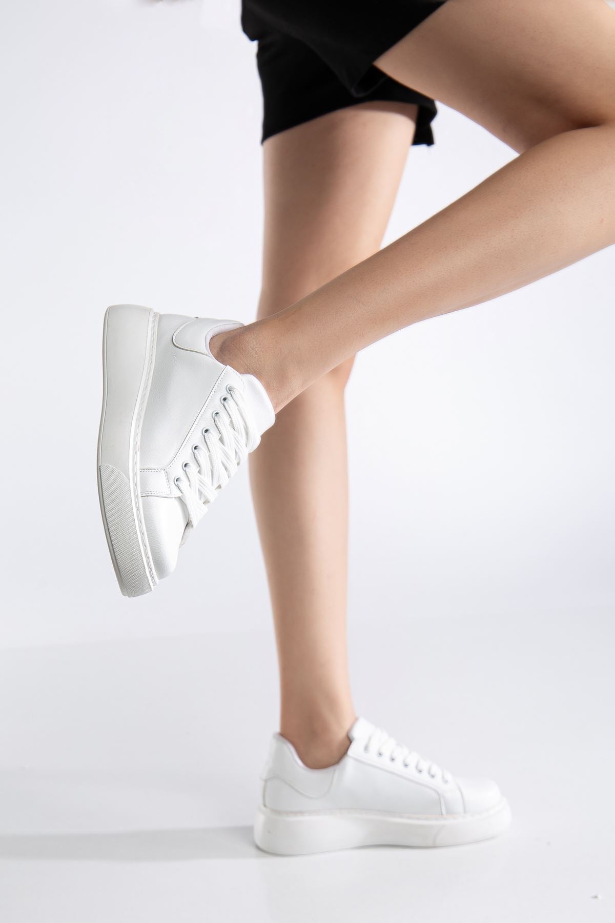 Women's White Leather Sneakers