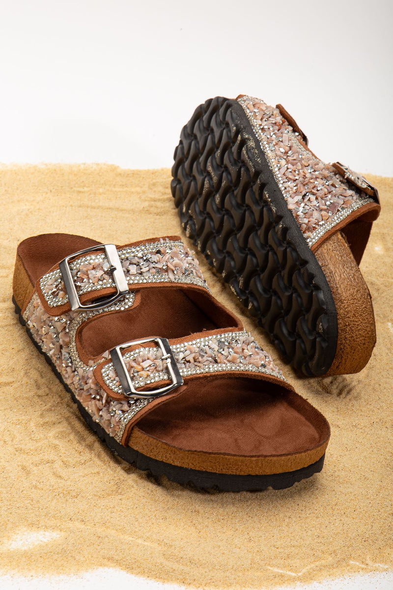 Women's Beti Brown Suede Double Banded Slippers - STREETMODE ™