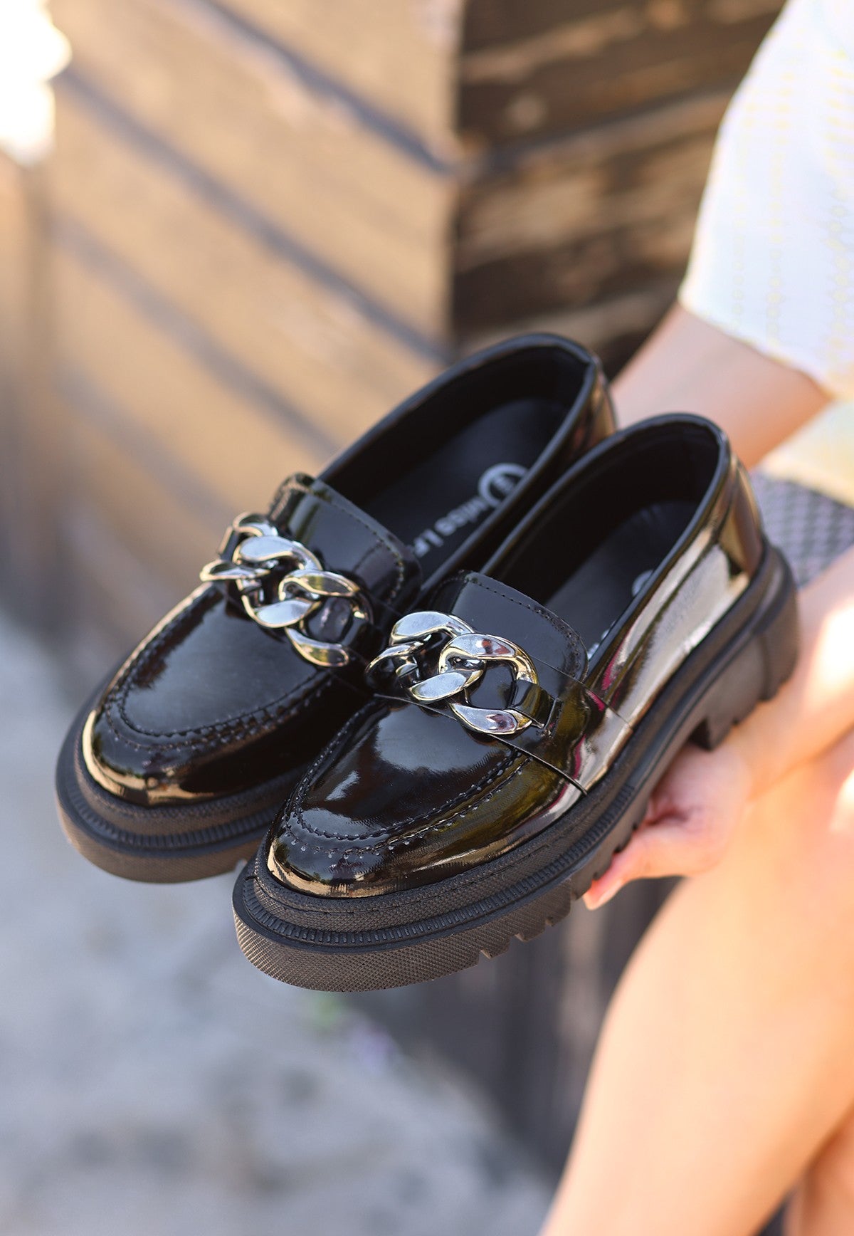 Women's Biga Black Patent Leather Shoes - STREETMODE ™