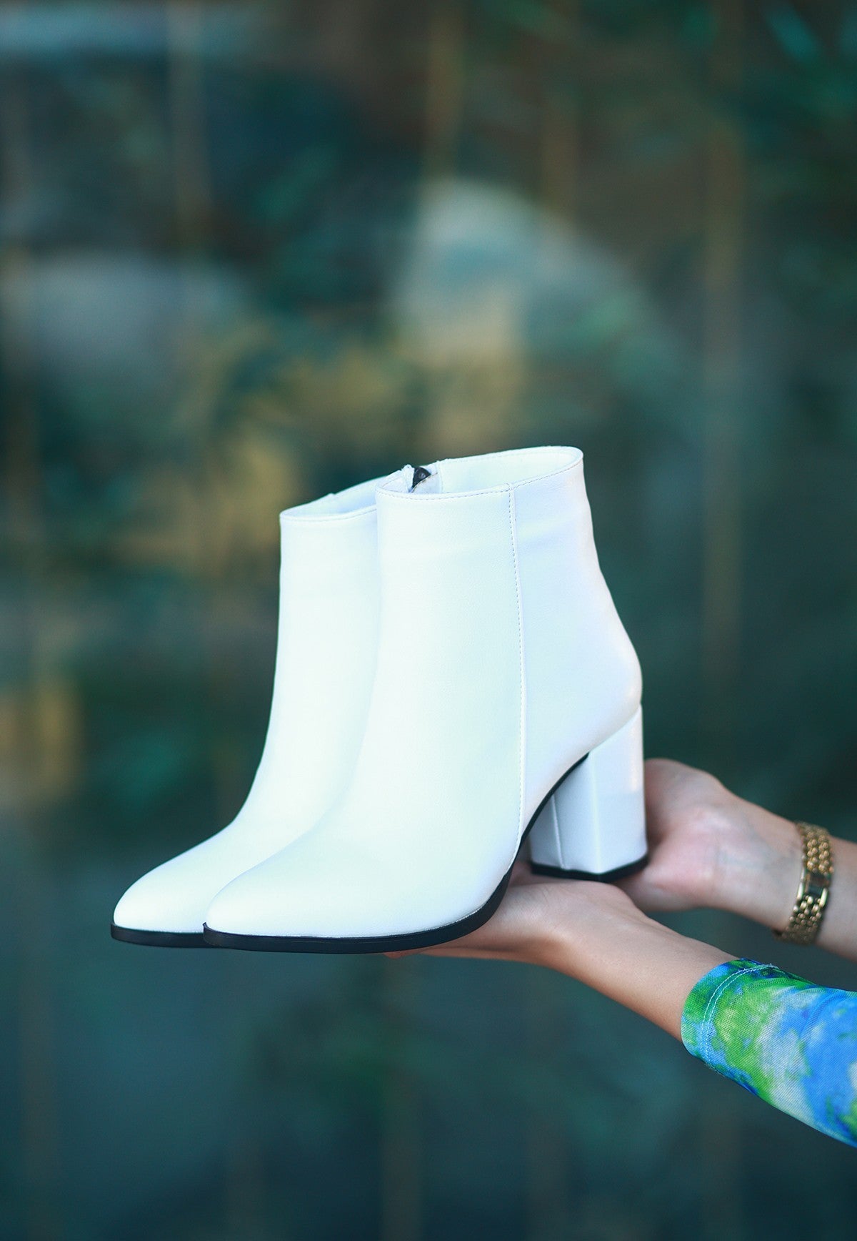 Women's White Leather High Heel Boots - STREETMODE ™