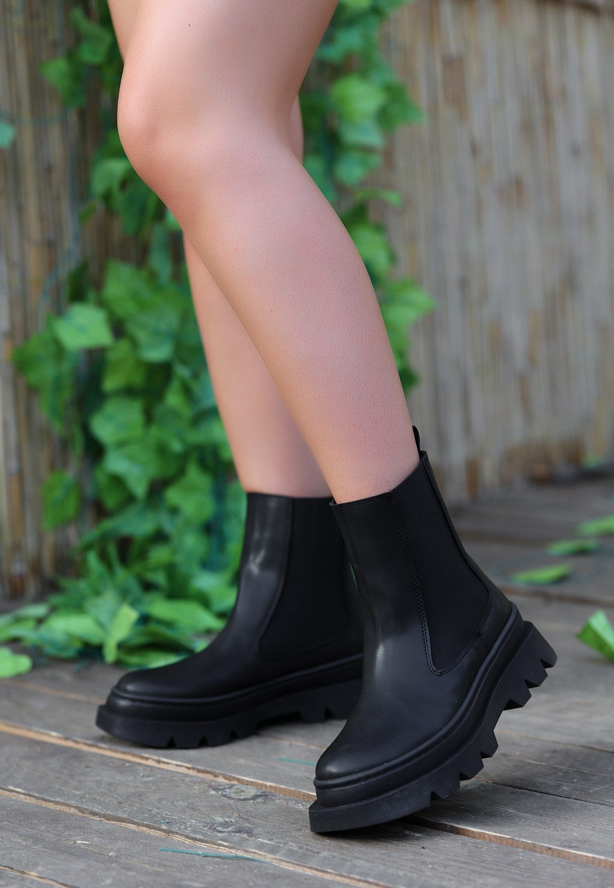 Women's Bluen Black Skin Boots - STREETMODE ™