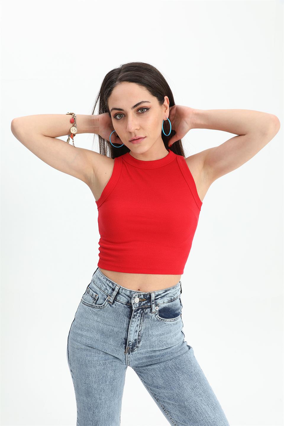 Women's Blouse Wide Pile Sleeveless Camisole - Red - STREETMODE ™