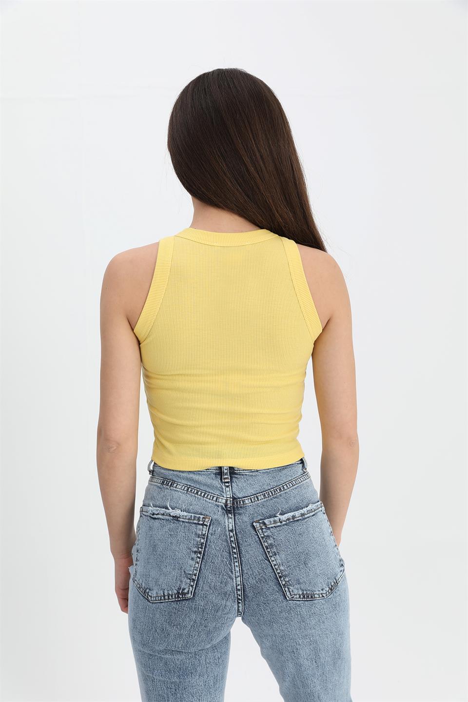 Women's Blouse Wide Plunging Sleeveless Camisole - Yellow - STREETMODE ™