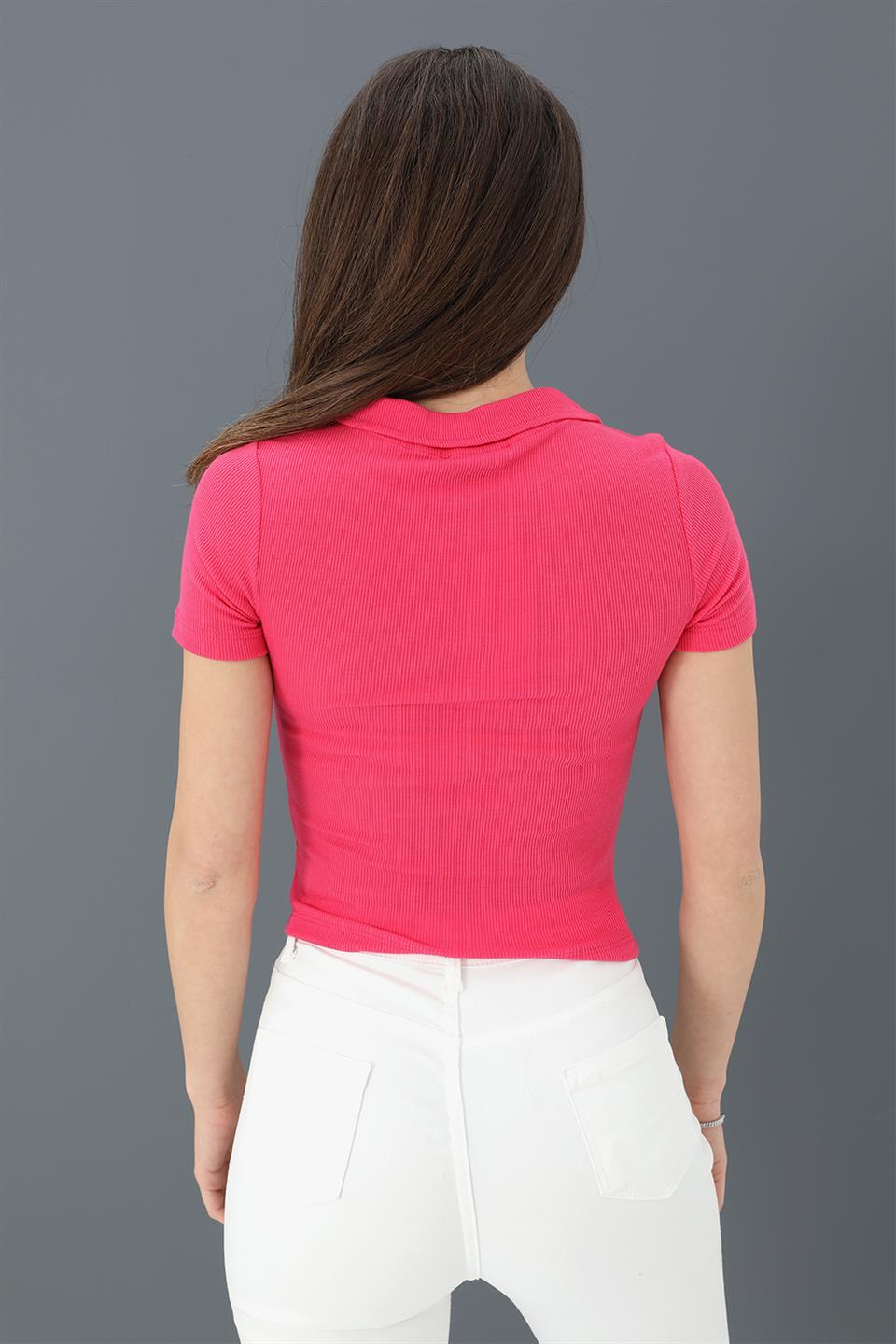 Women's Blouse Shirt Collar Short Sleeve Camisole - Fuchsia - STREETMODE ™