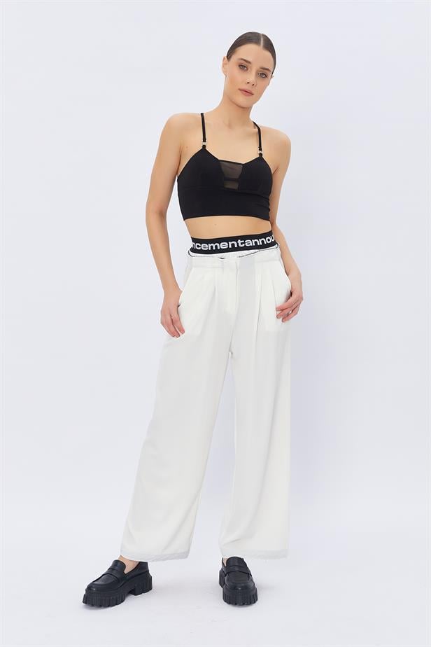 Boxer Detail Women's Trousers - WHITE - STREETMODE ™