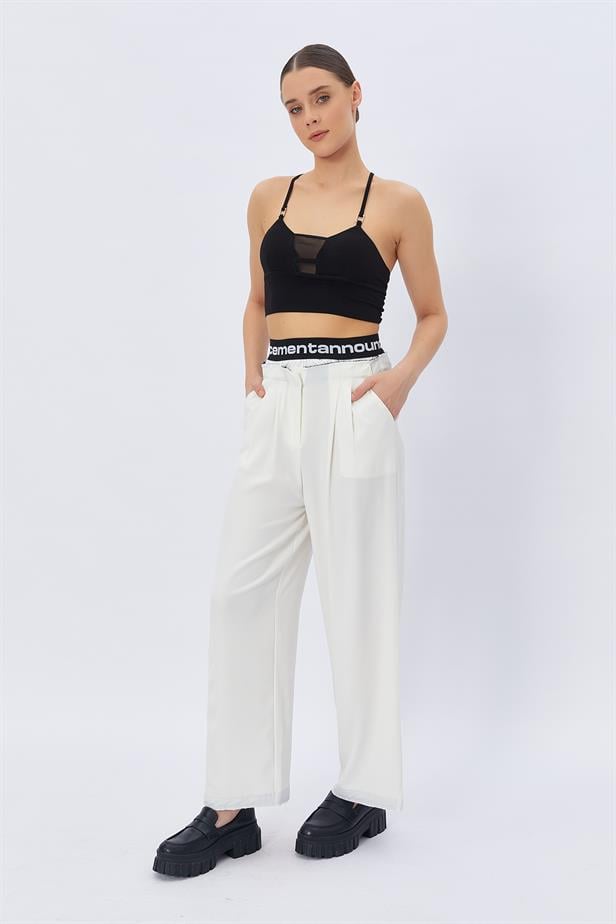 Boxer Detail Women's Trousers - WHITE - STREETMODE ™