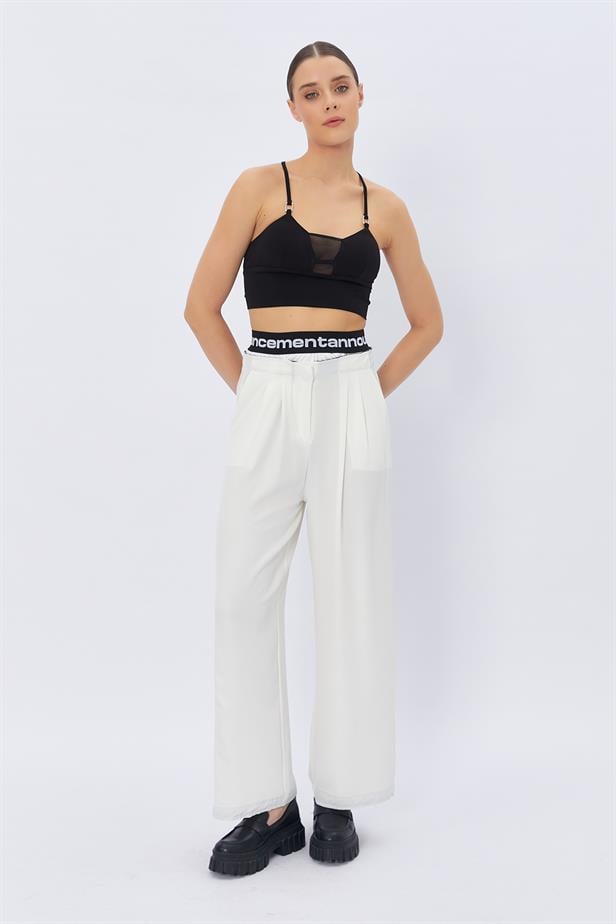 Boxer Detail Women's Trousers - WHITE - STREETMODE ™