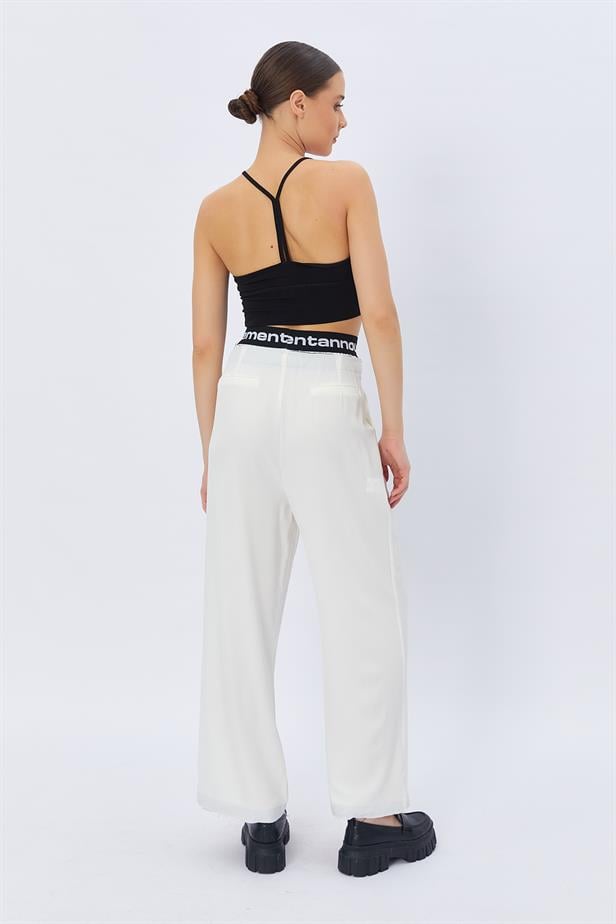 Boxer Detail Women's Trousers - WHITE - STREETMODE ™