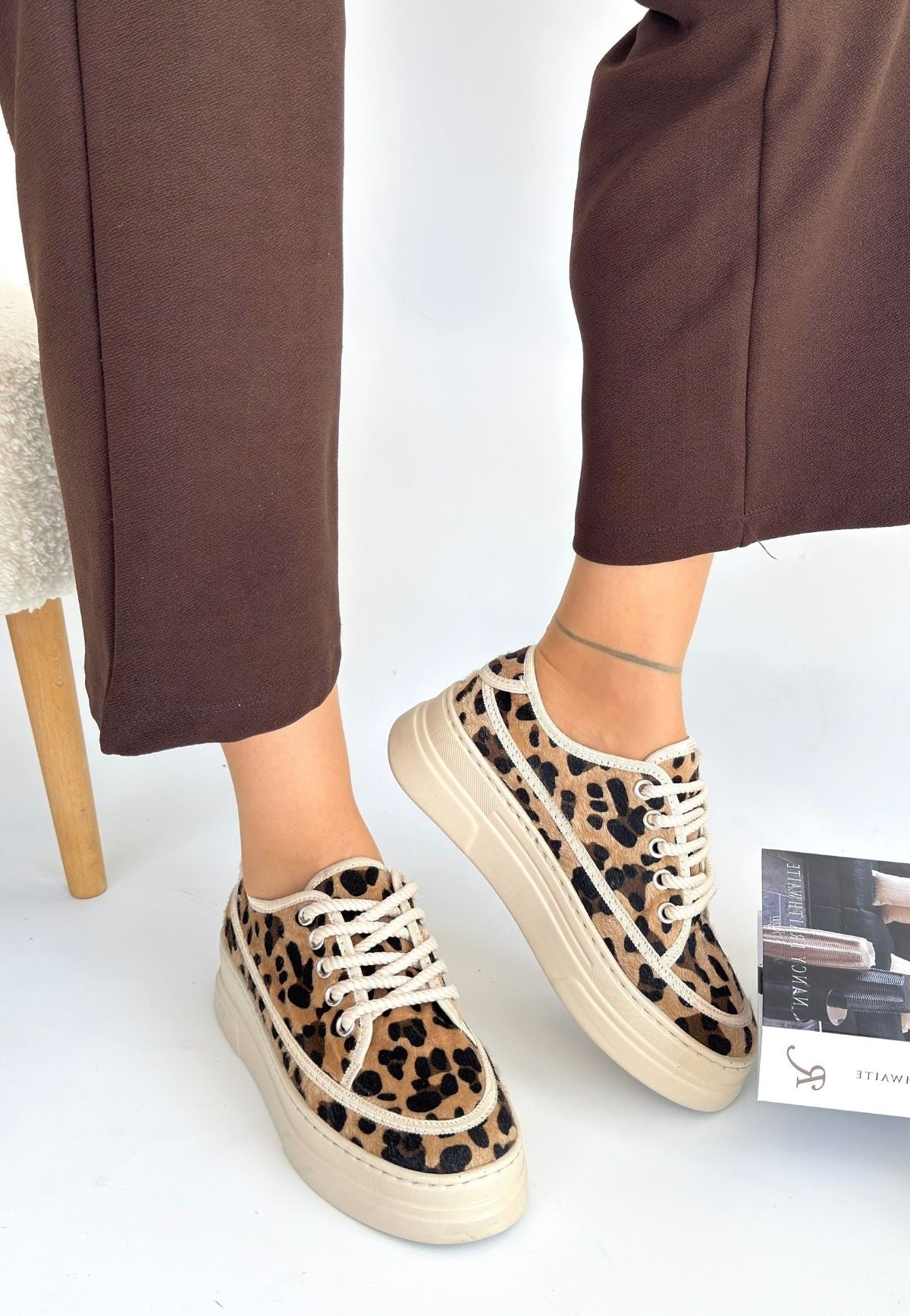 Women's Leopard Suede Lace-Up Sneakers - STREETMODE ™