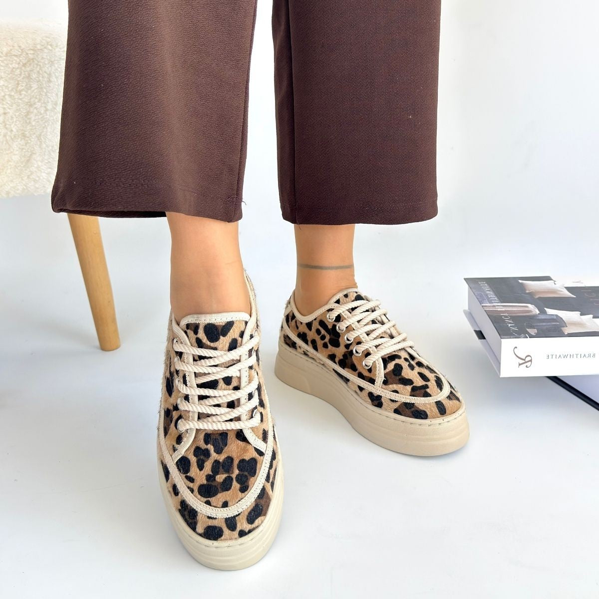 Women's Leopard Suede Lace-Up Sneakers - STREETMODE ™