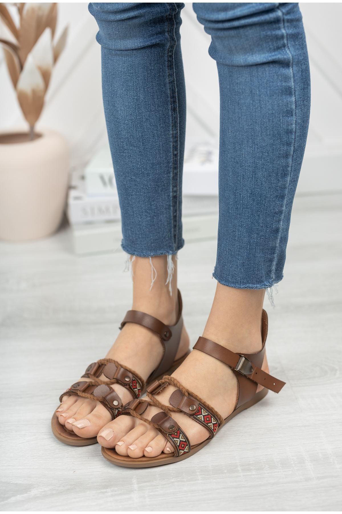 Carissa Genuine Leather Brown Daily Women's Sandals - STREET MODE ™