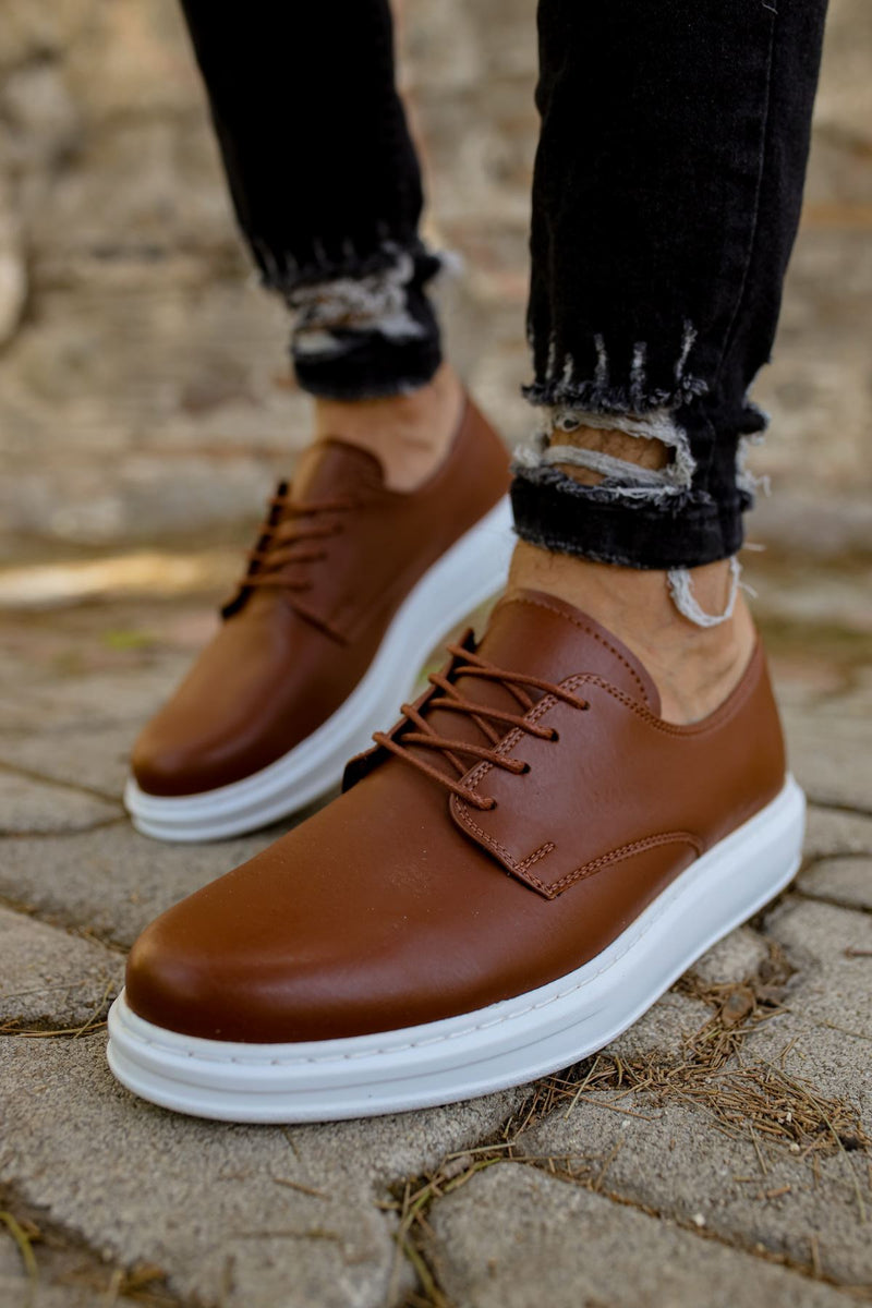 CH003 Men's Brown-White Sole Matte Leather Casual Classic Sneaker Shoes - STREETMODE ™
