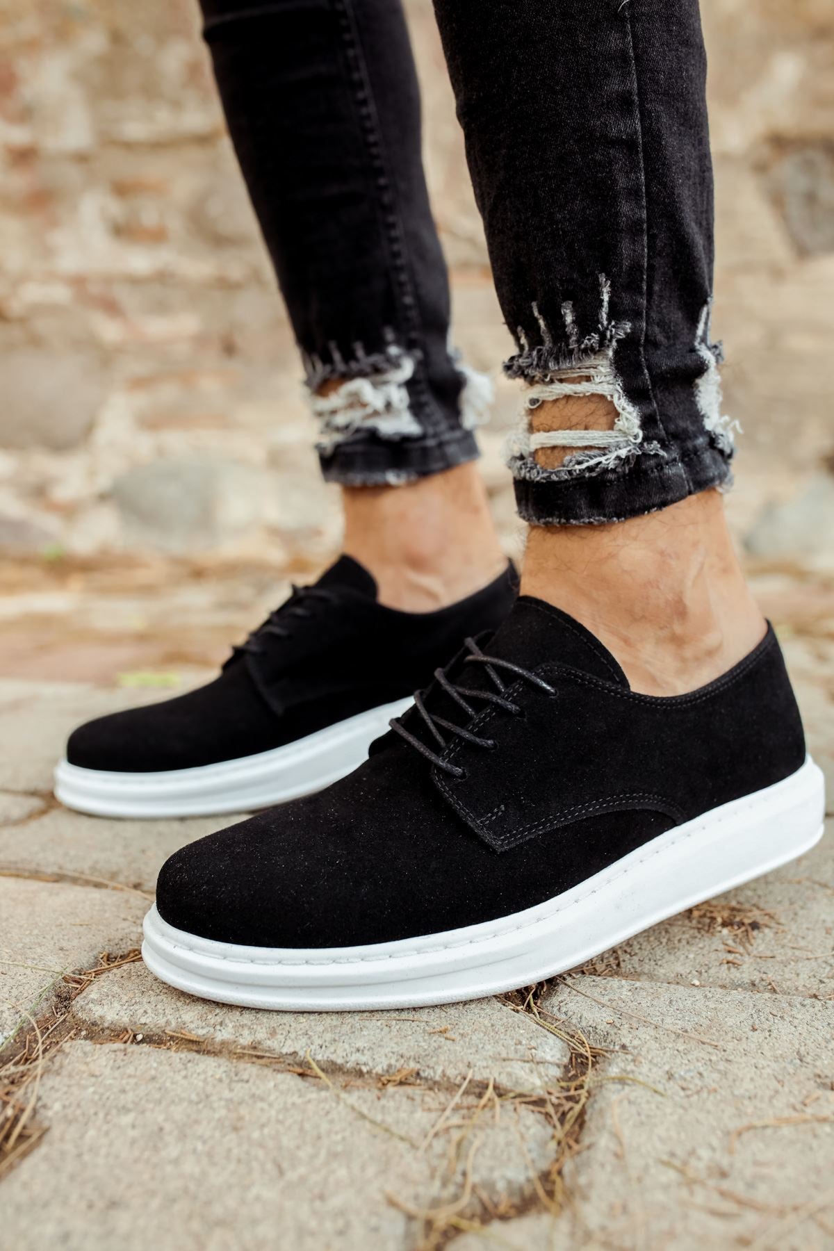 CH003 Suede BT Men's Sneaker Casual Shoes Black - STREETMODE ™
