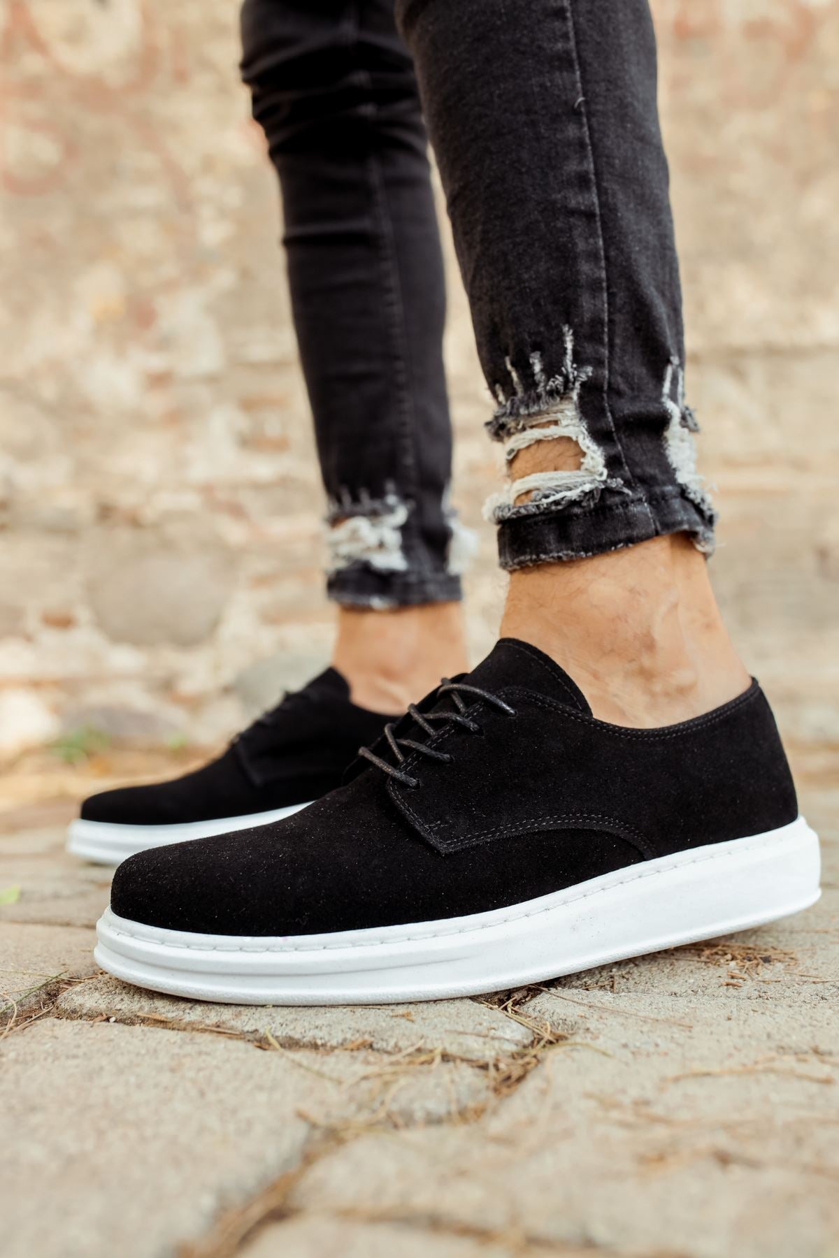 CH003 Suede BT Men's Sneaker Casual Shoes Black - STREETMODE ™