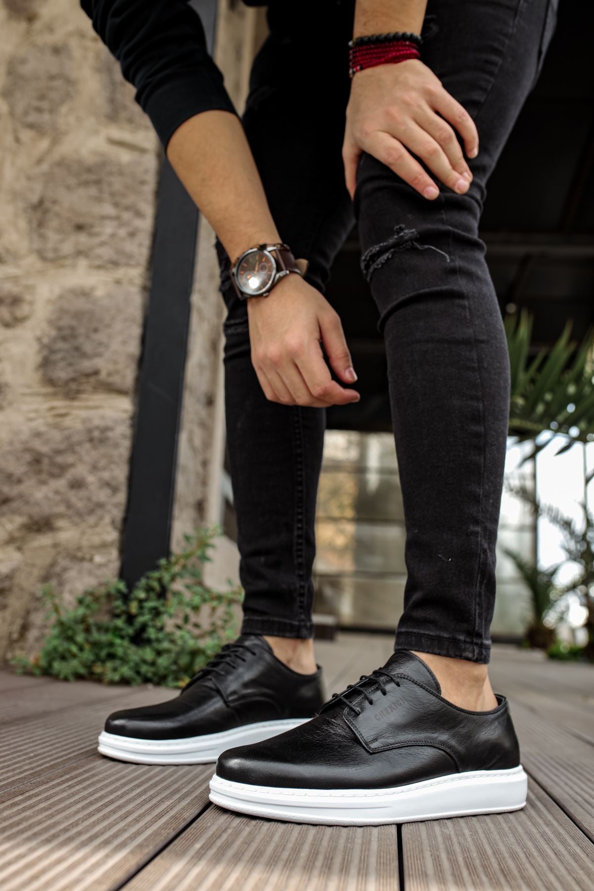 CH003 WS Real Leather Men Shoes BLACK - STREETMODE ™