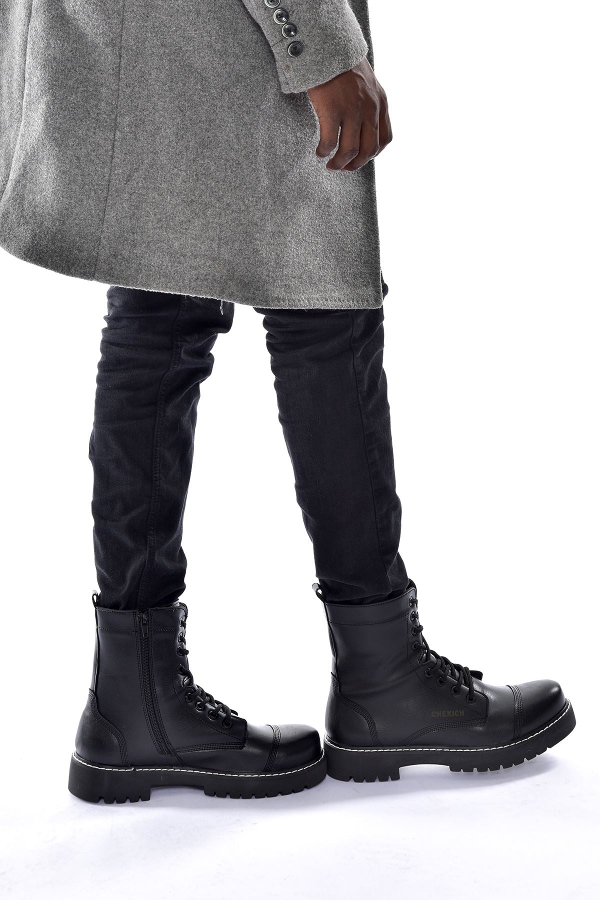 CH009 Men's Leather Black-Black Sole Casual Winter Boots - STREETMODE ™