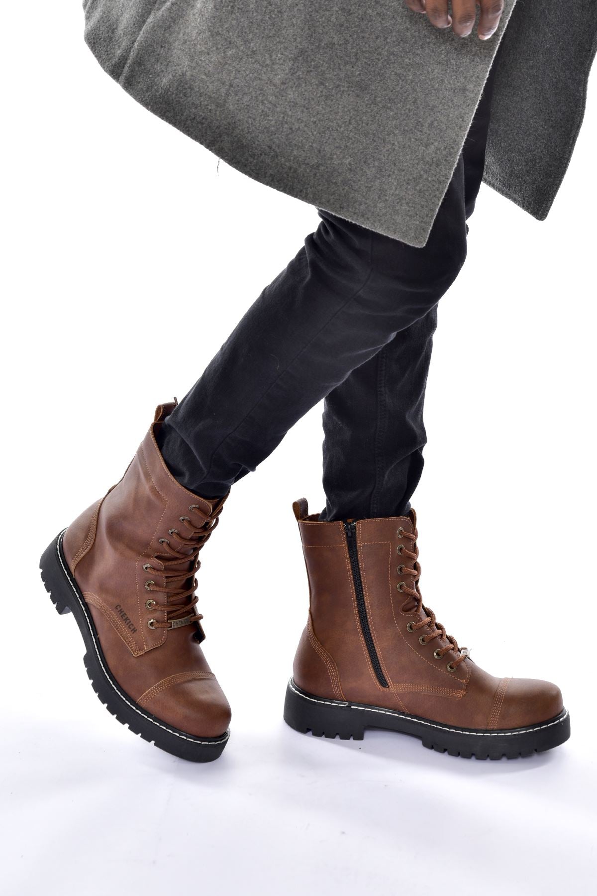 CH009 Men's Leather Brown-Black Sole Casual Winter Boots - STREETMODE ™
