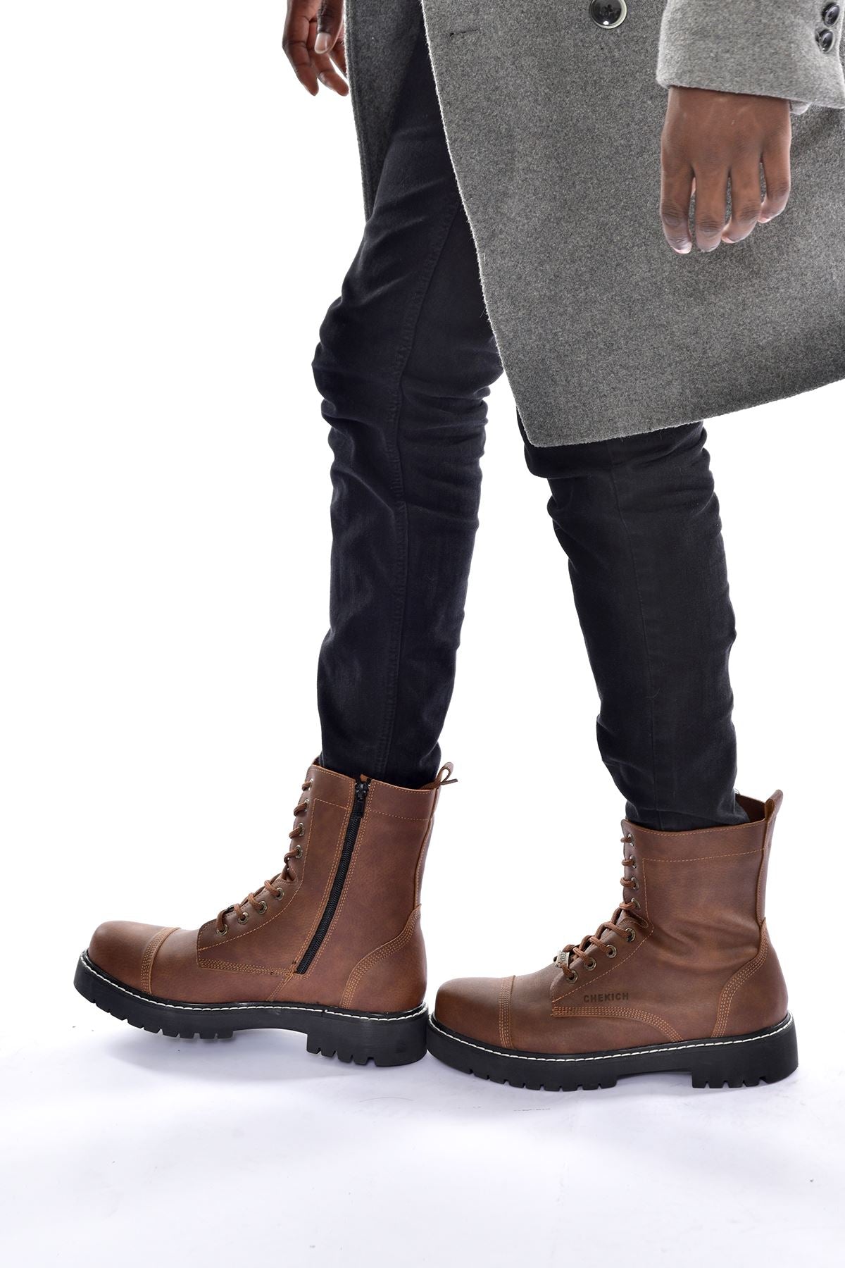 CH009 Men's Leather Brown-Black Sole Casual Winter Boots - STREETMODE ™