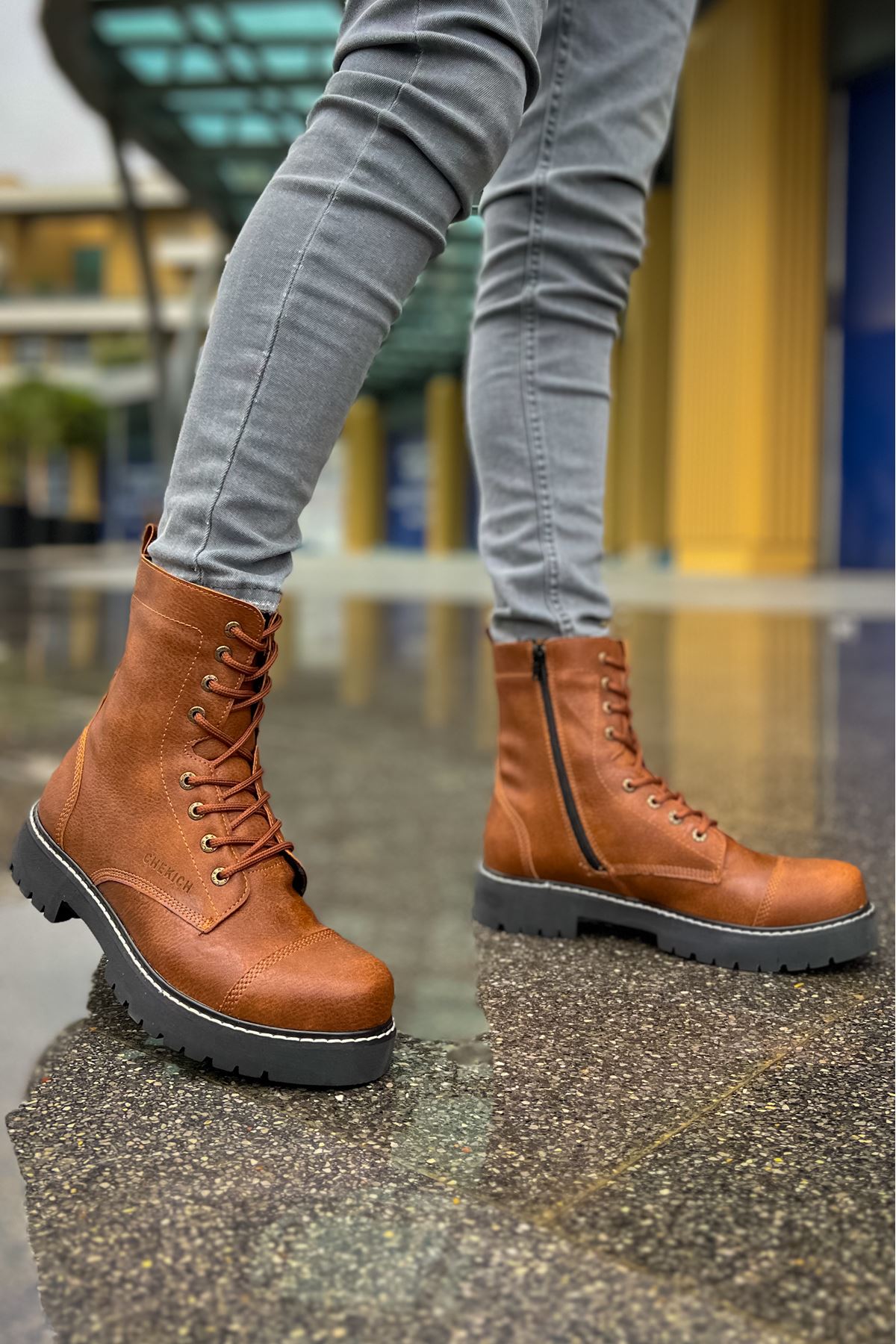 CH009 Men's Leather Brown-Black Sole Casual Winter Boots CH009 Men's Leather Brown-Black Sole Casual Winter Boots