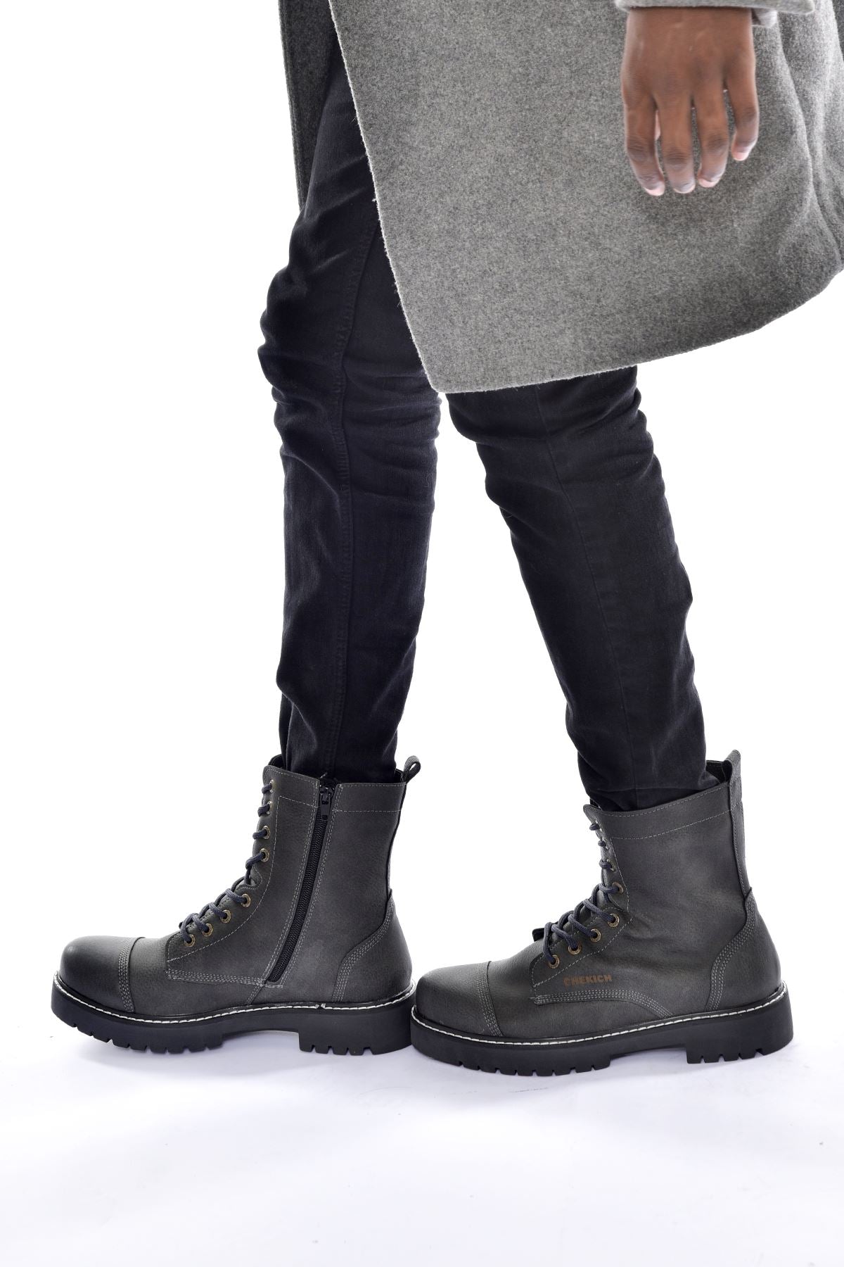 CH009 Men's Leather Navy Blue-Black Sole Casual Winter Boots - STREETMODE ™
