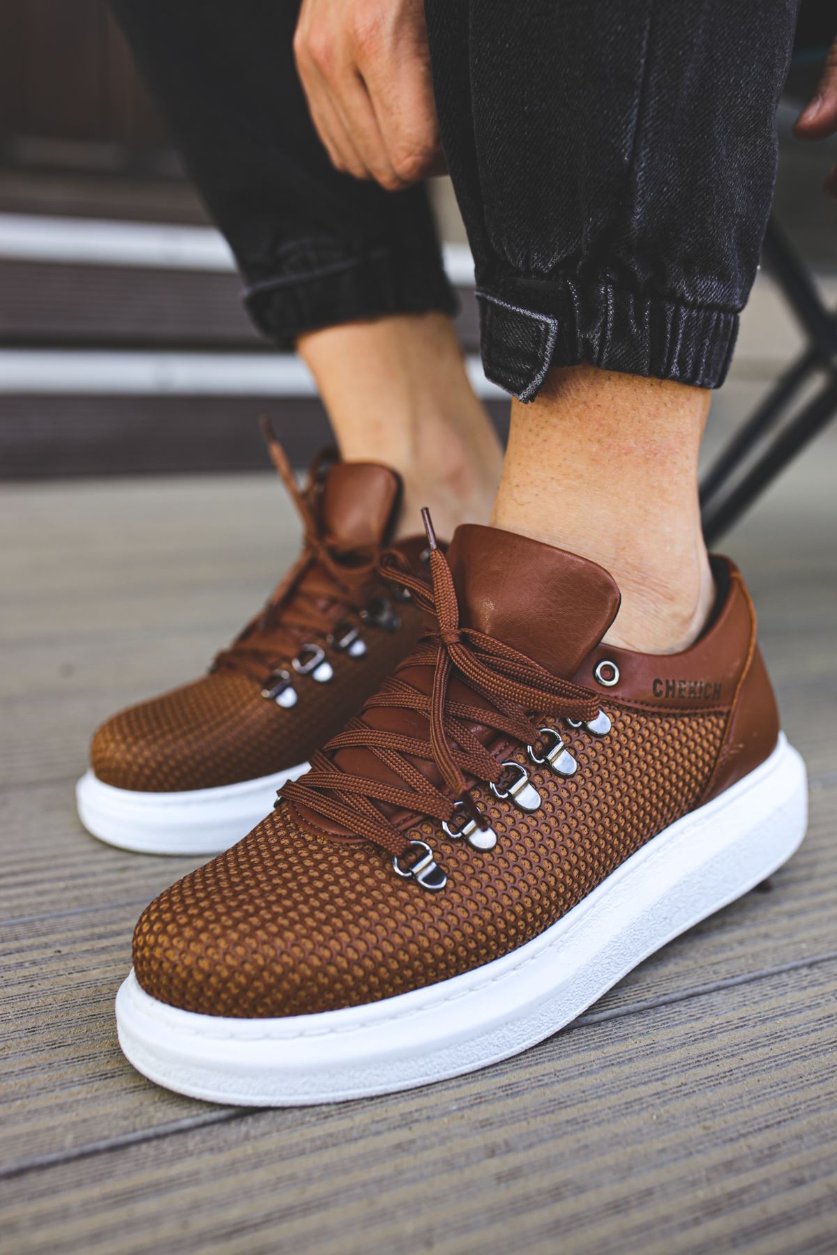 CH021 Men's Unisex Brown-White Sole Honeycomb Processing Casual Sneaker Sports Shoes - STREETMODE ™
