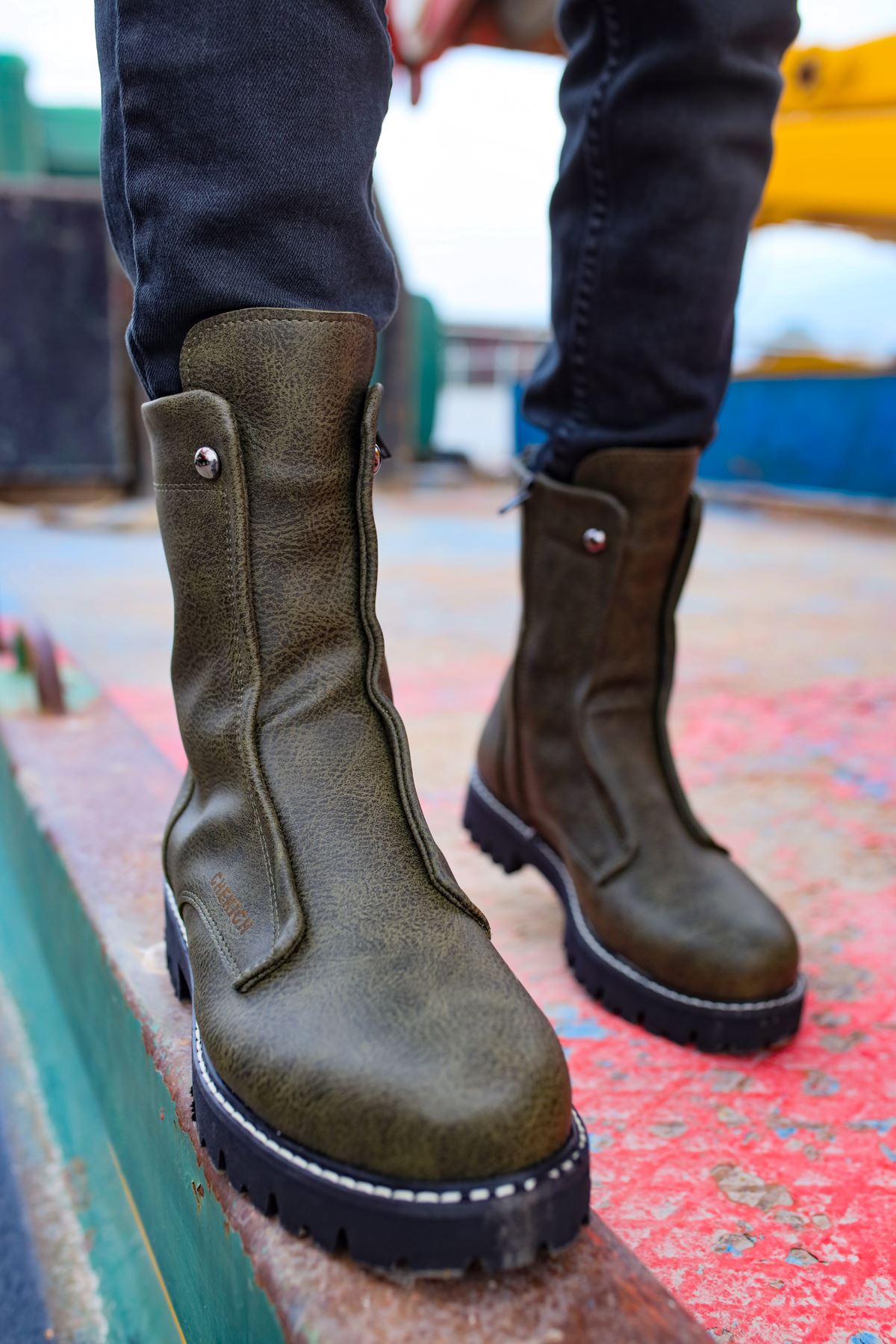 CH027 Men's Khaki-Black Sole Casual Winter Boots - STREETMODE ™