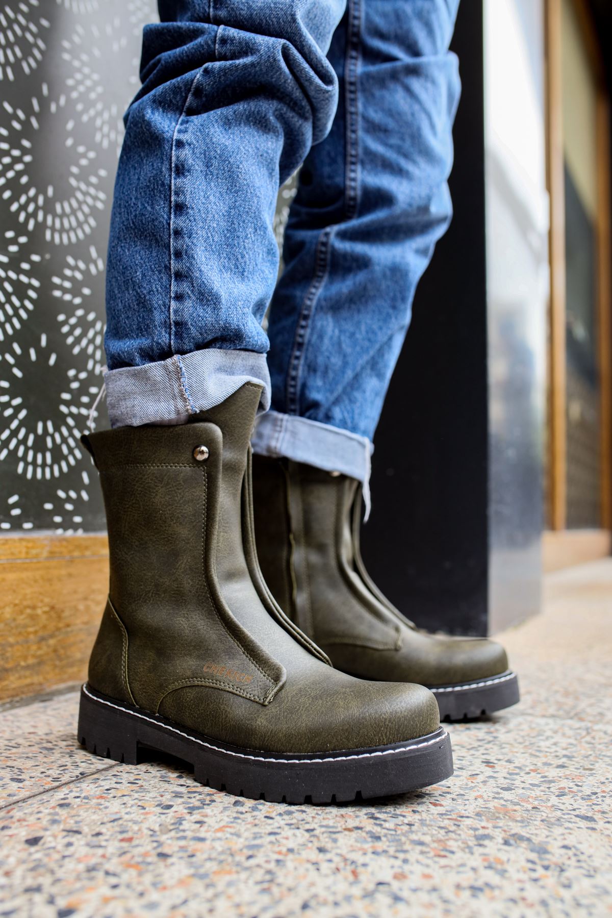 CH027 Men's Khaki-Black Sole Casual Winter Boots - STREETMODE ™