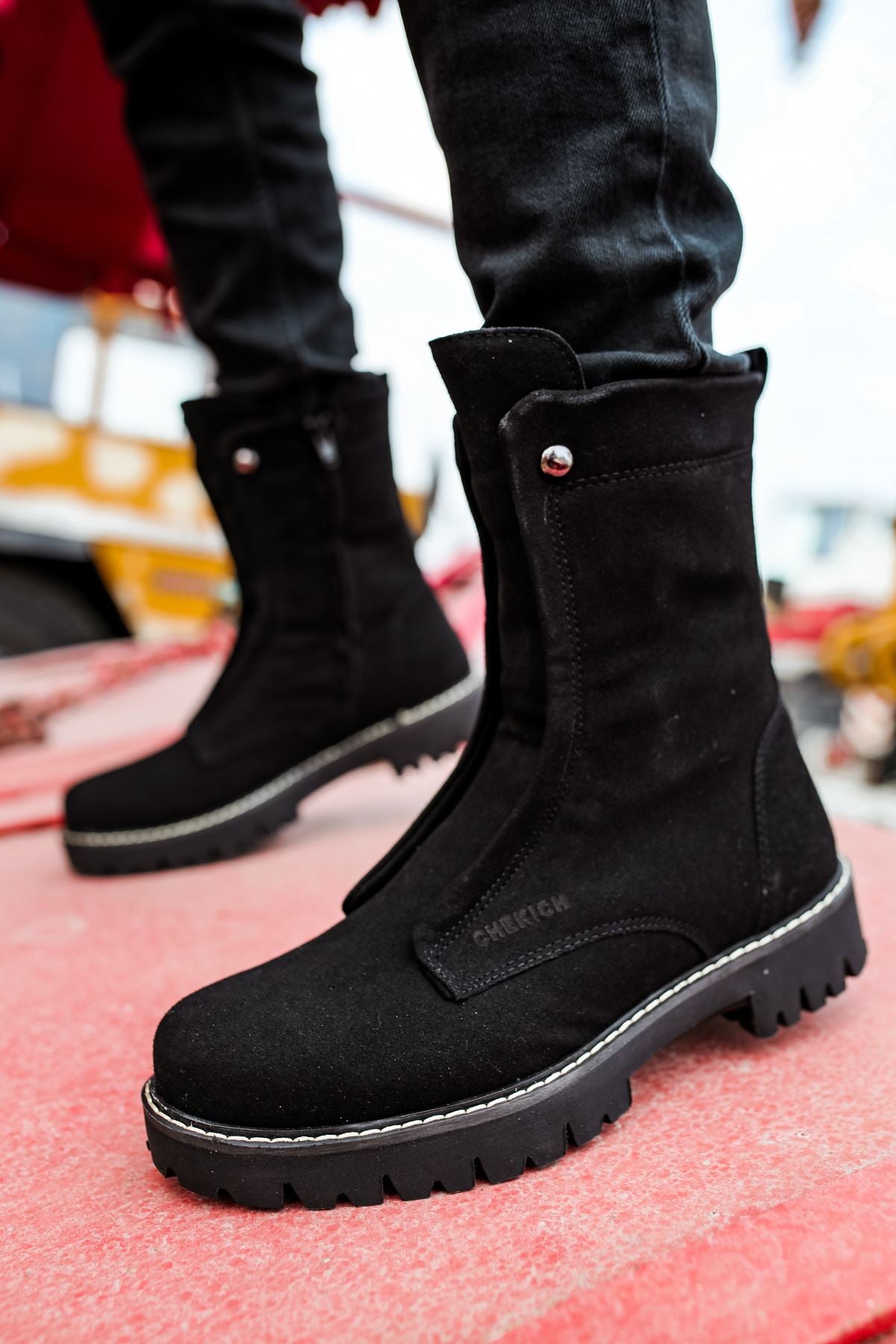 CH027 Men's Suede Black-Black Sole Casual Winter Boots - STREETMODE ™