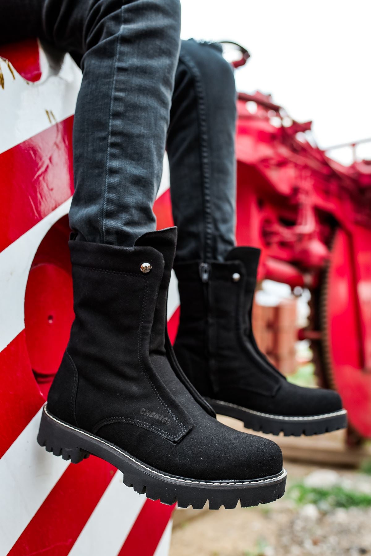 CH027 Men's Suede Black-Black Sole Casual Winter Boots - STREETMODE ™