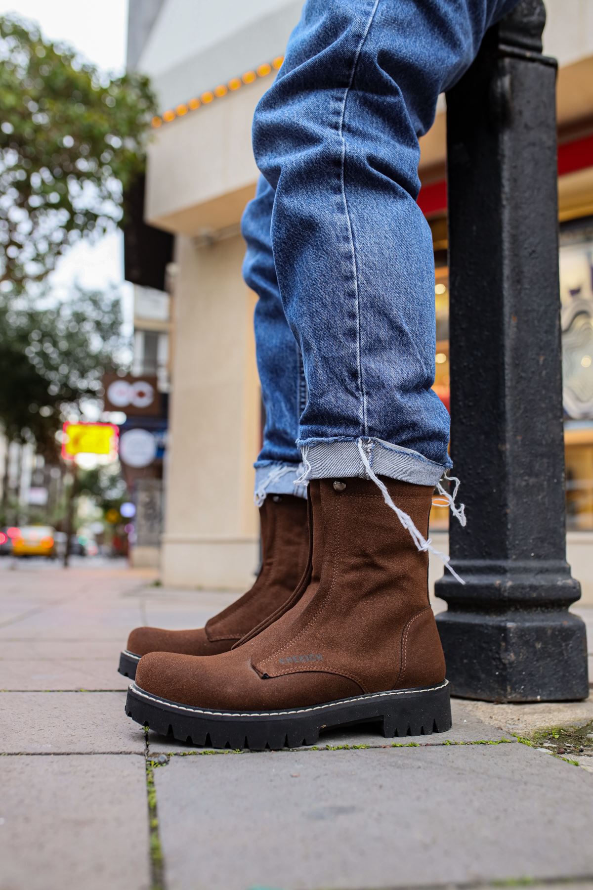 CH027 Men's Suede Brown-Black Sole Casual Winter Boots - STREETMODE ™