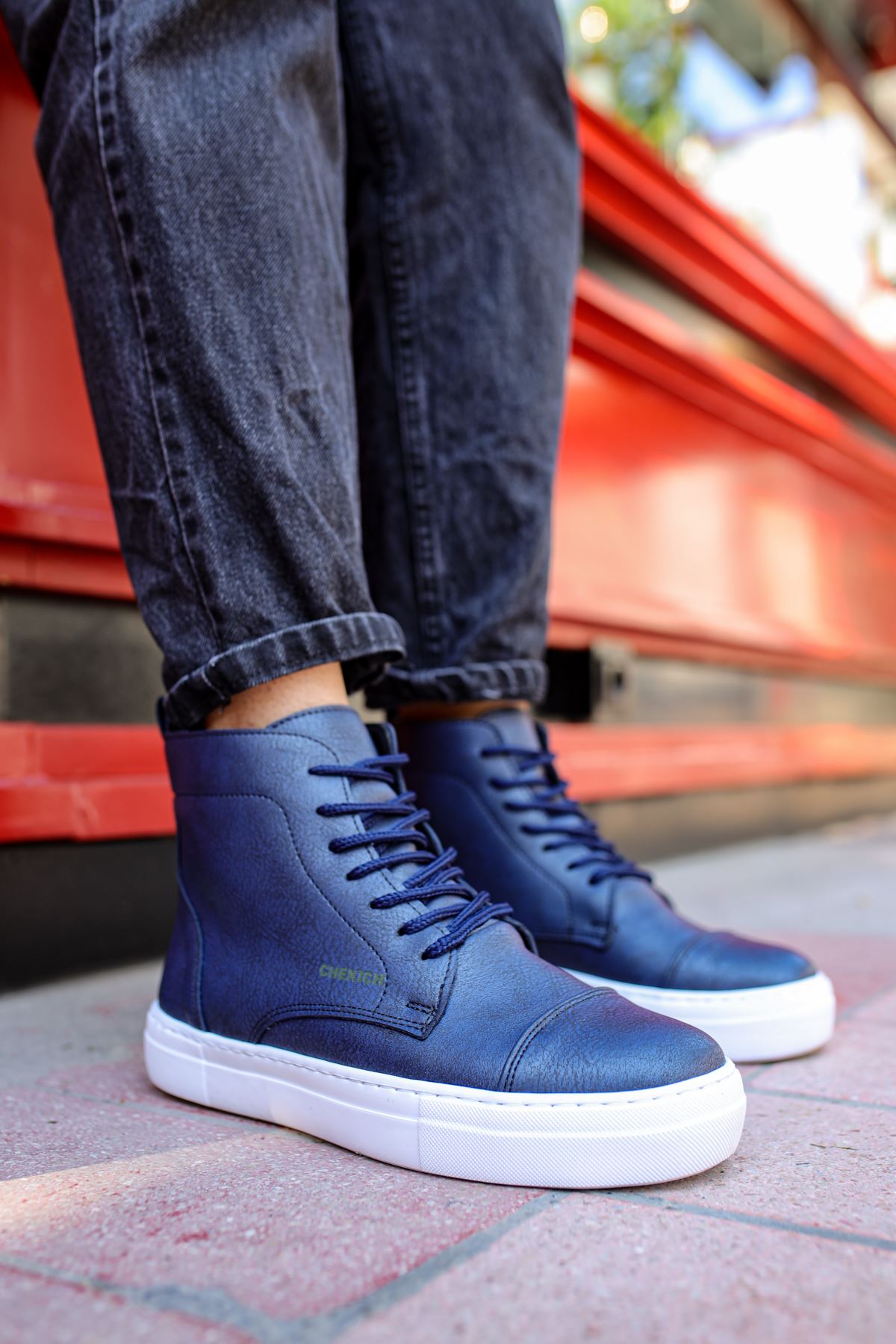 CH029 CBT Vulcanized Lace Up Men's Boots NAVY BLUE