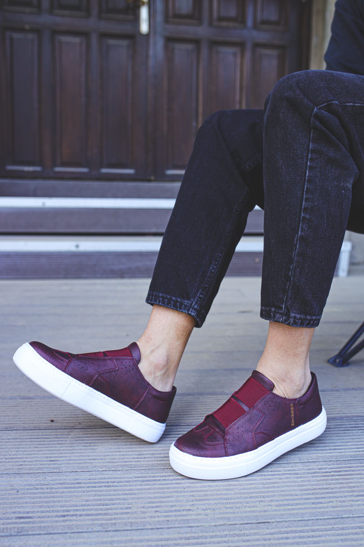 CH033 Men's Burgundy-White Sole Banded Casual Sneaker Sports Shoes - STREETMODE ™
