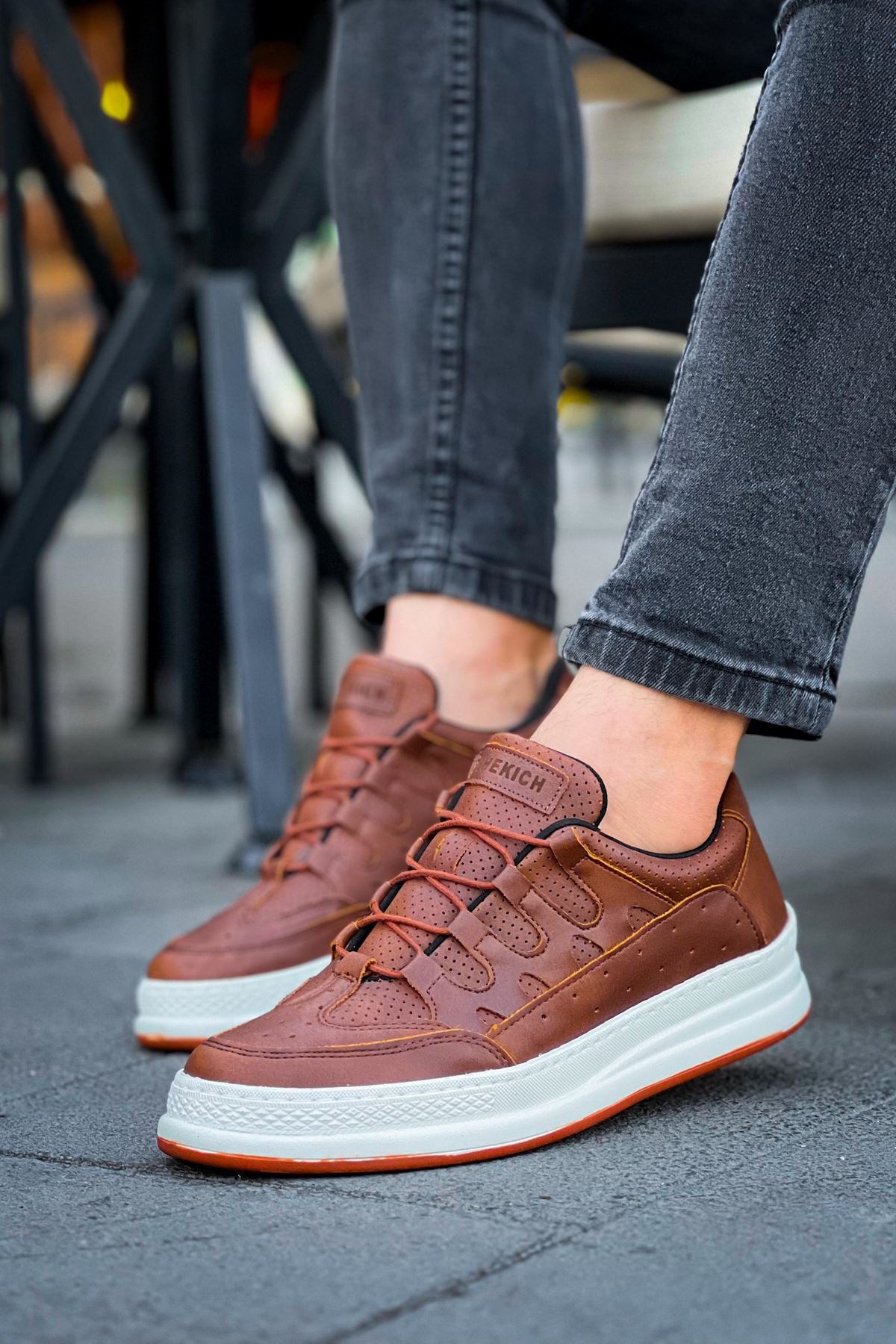 CH040 Men's Unisex Orthopedics Brown-White Sole Casual Sneaker Sports Shoes