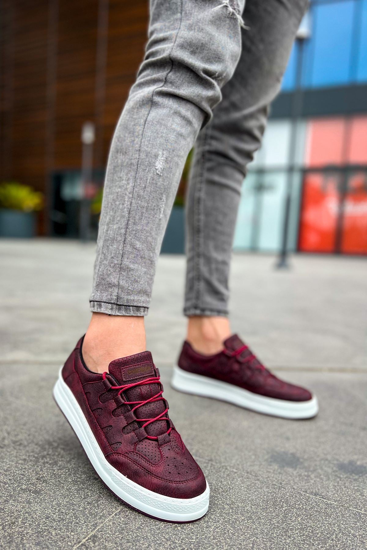 CH040 Men's Unisex Orthopedics Burgundy-White Sole Casual Sneaker Sports Shoes - STREETMODE ™