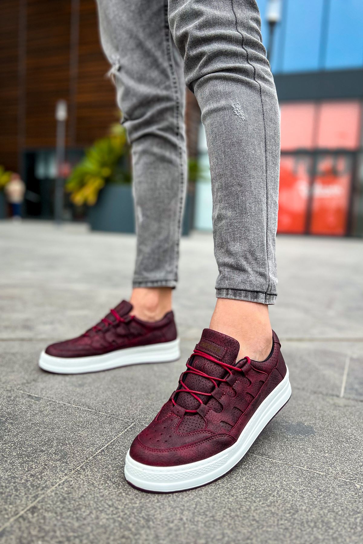 CH040 Men's Unisex Orthopedics Burgundy-White Sole Casual Sneaker Sports Shoes - STREETMODE ™