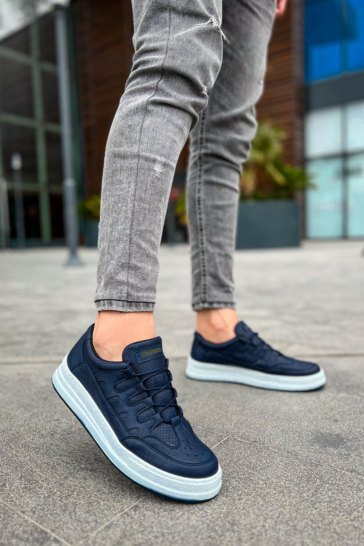 CH040 Men's Unisex Orthopedics Navy Blue-White Sole Casual Sneaker Sports Shoes - STREETMODE ™