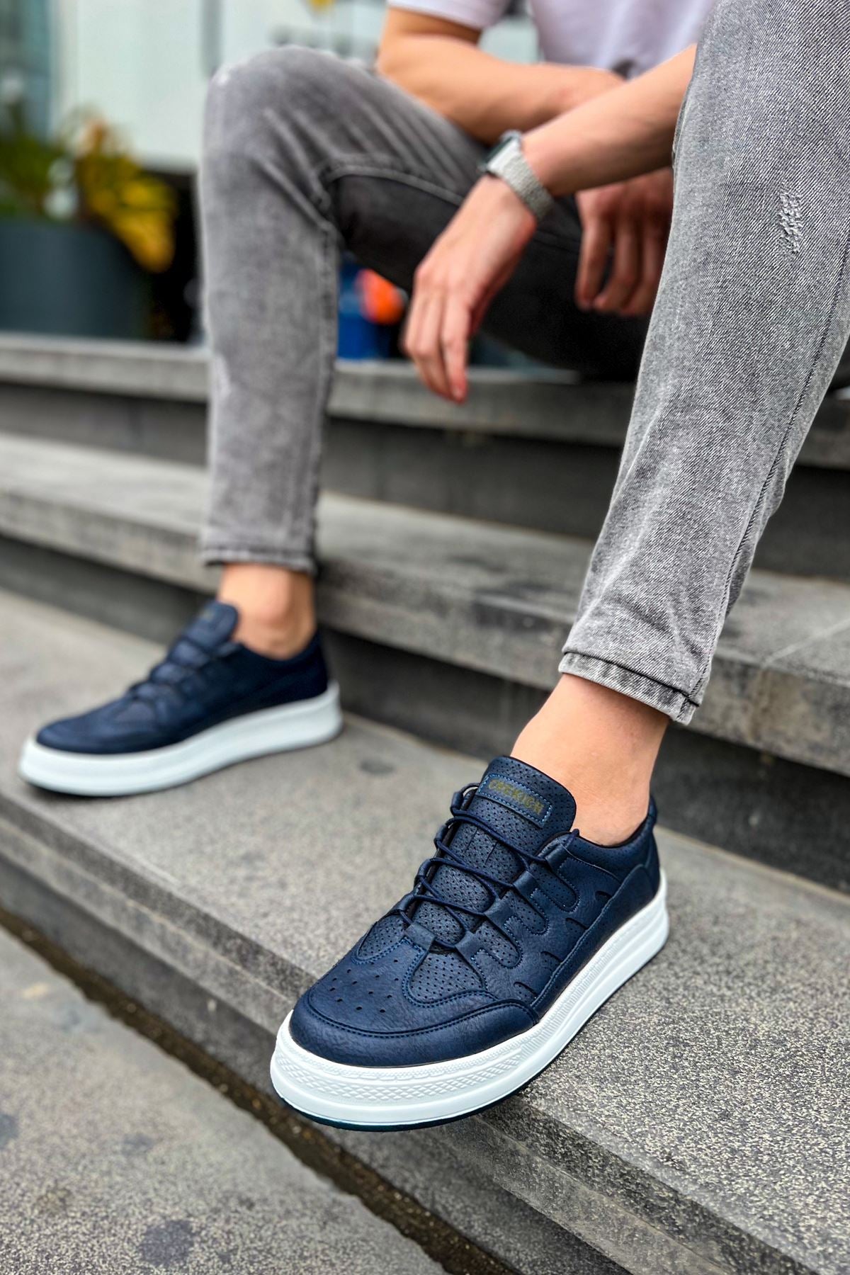 CH040 Men's Unisex Orthopedics Navy Blue-White Sole Casual Sneaker Sports Shoes - STREETMODE ™