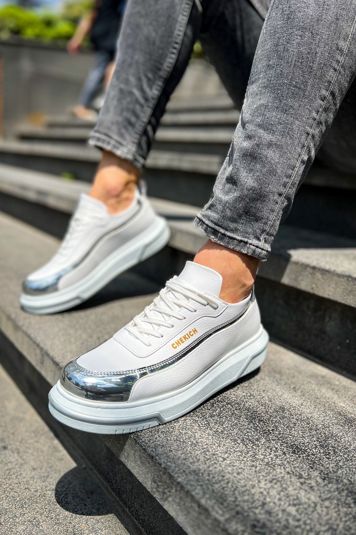 CH041 CBT Renaissance Men's Shoes WHITE/SILVER