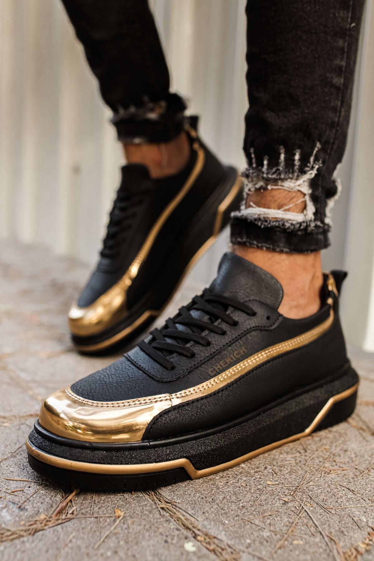 CH041 ST Men's Sneaker Shoes BLACK / GOLD - STREETMODE ™