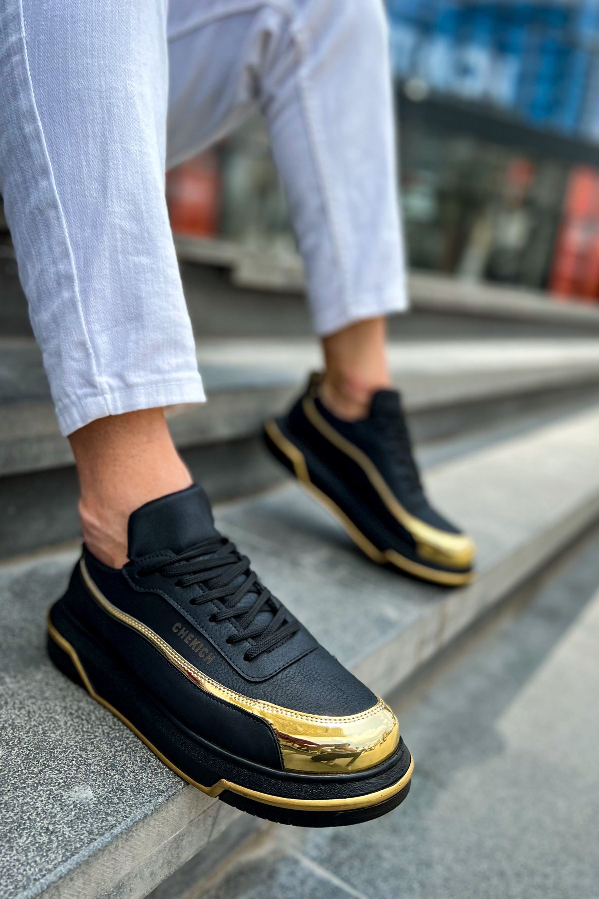 CH041 ST Men's Sneaker Shoes BLACK / GOLD - STREETMODE ™