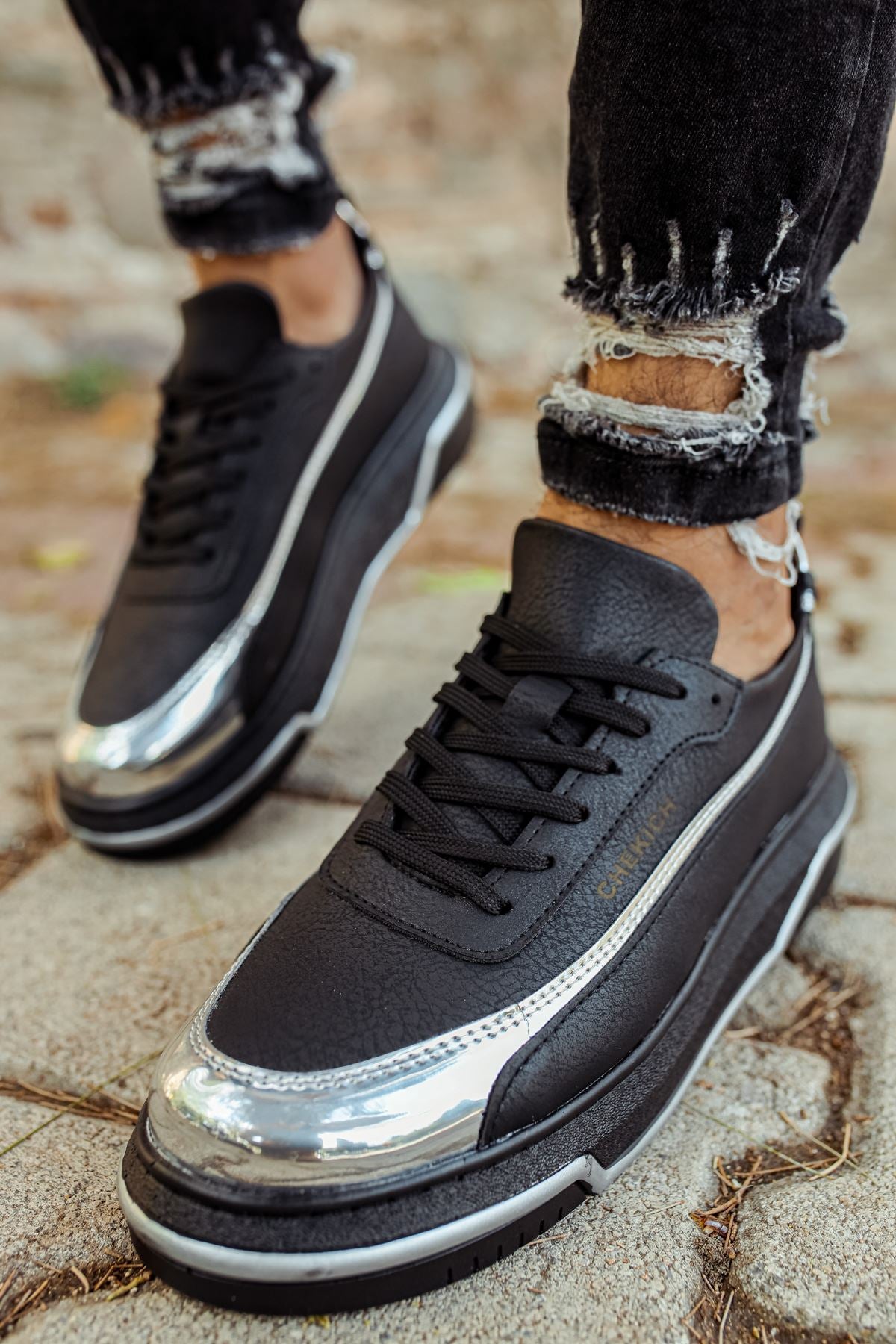 CH041 ST Men's Sneaker Shoes BLACK / SILVER - STREETMODE ™