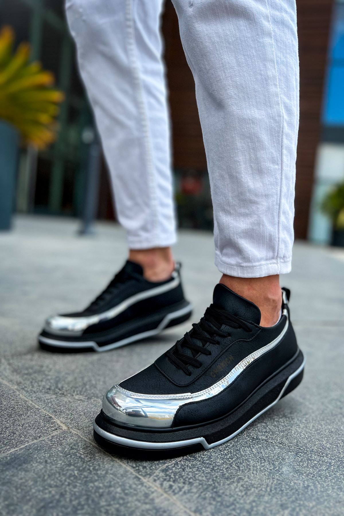 CH041 ST Men's Sneaker Shoes BLACK / SILVER - STREETMODE ™