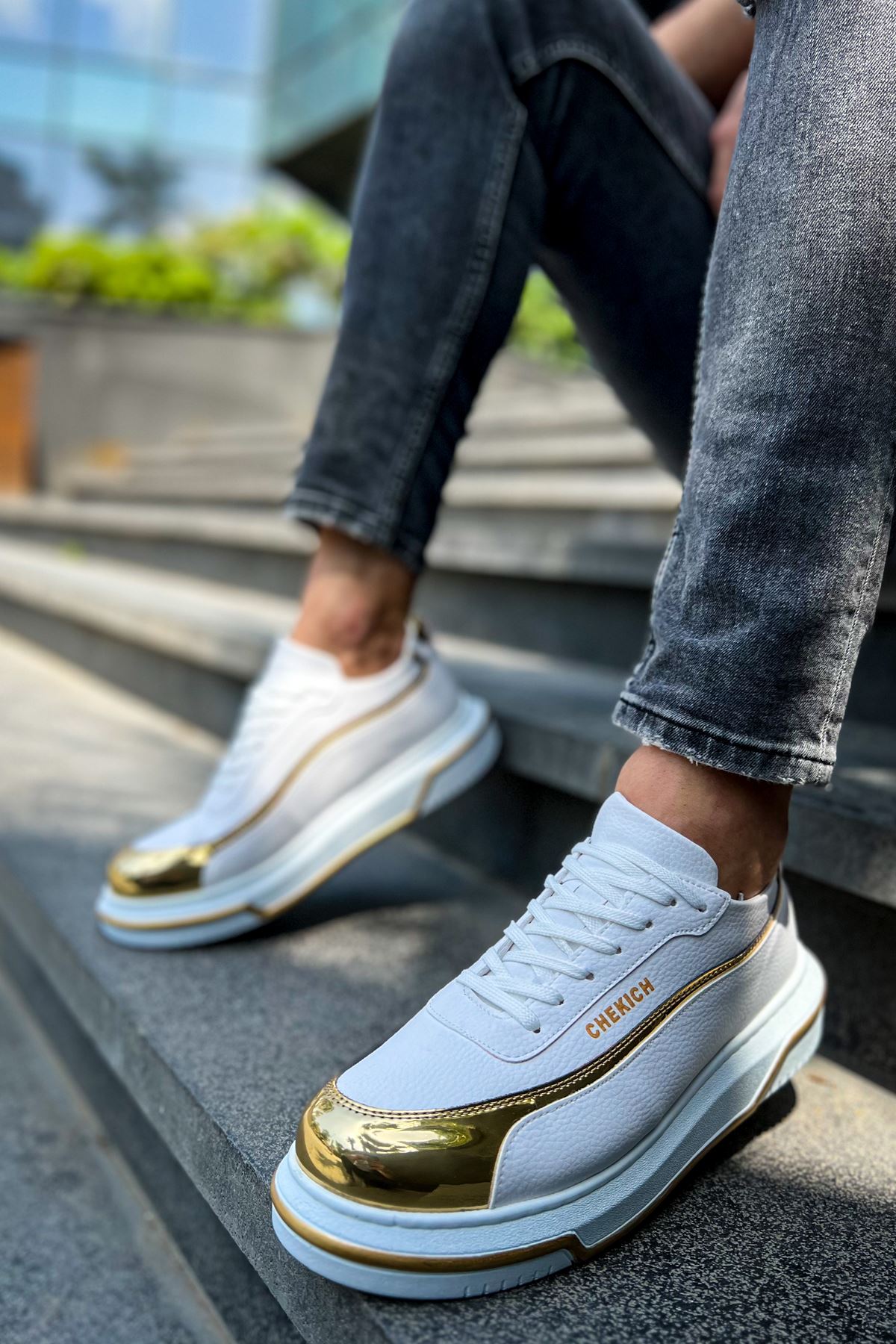 CH041 WS Men's Sneaker Shoes WHITE / GOLD - STREETMODE ™