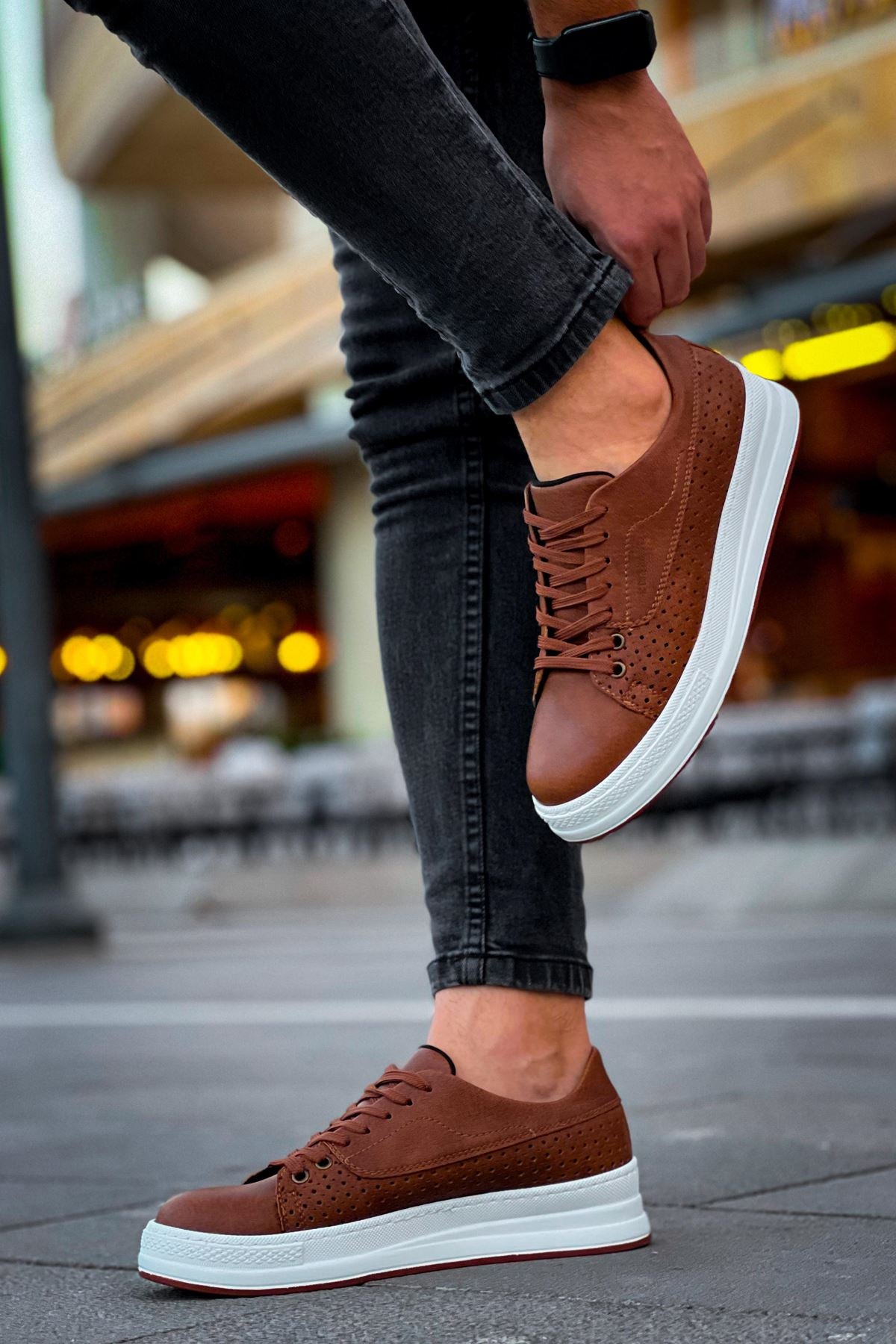 CH043 Men's Unisex Brown-White Sole Casual Shoes CH043 Men's Unisex Brown-White Sole Casual Shoes