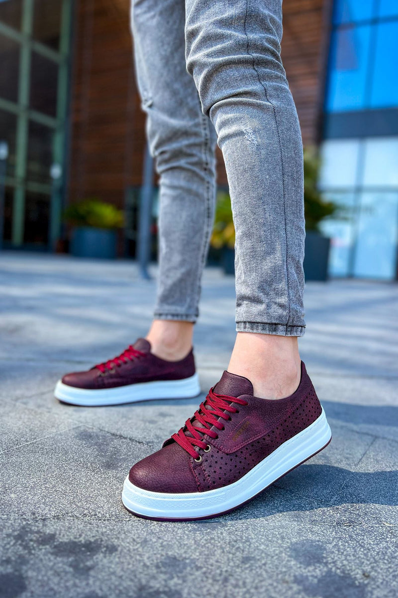 CH043 Men's Unisex Burgundy-White Sole Casual Shoes - STREETMODE ™