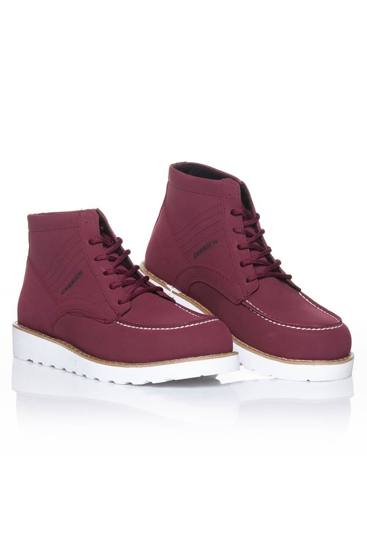 CH047 Men's Burgundy-White Sole Lace-Up Sneaker Sports Boots - STREETMODE ™