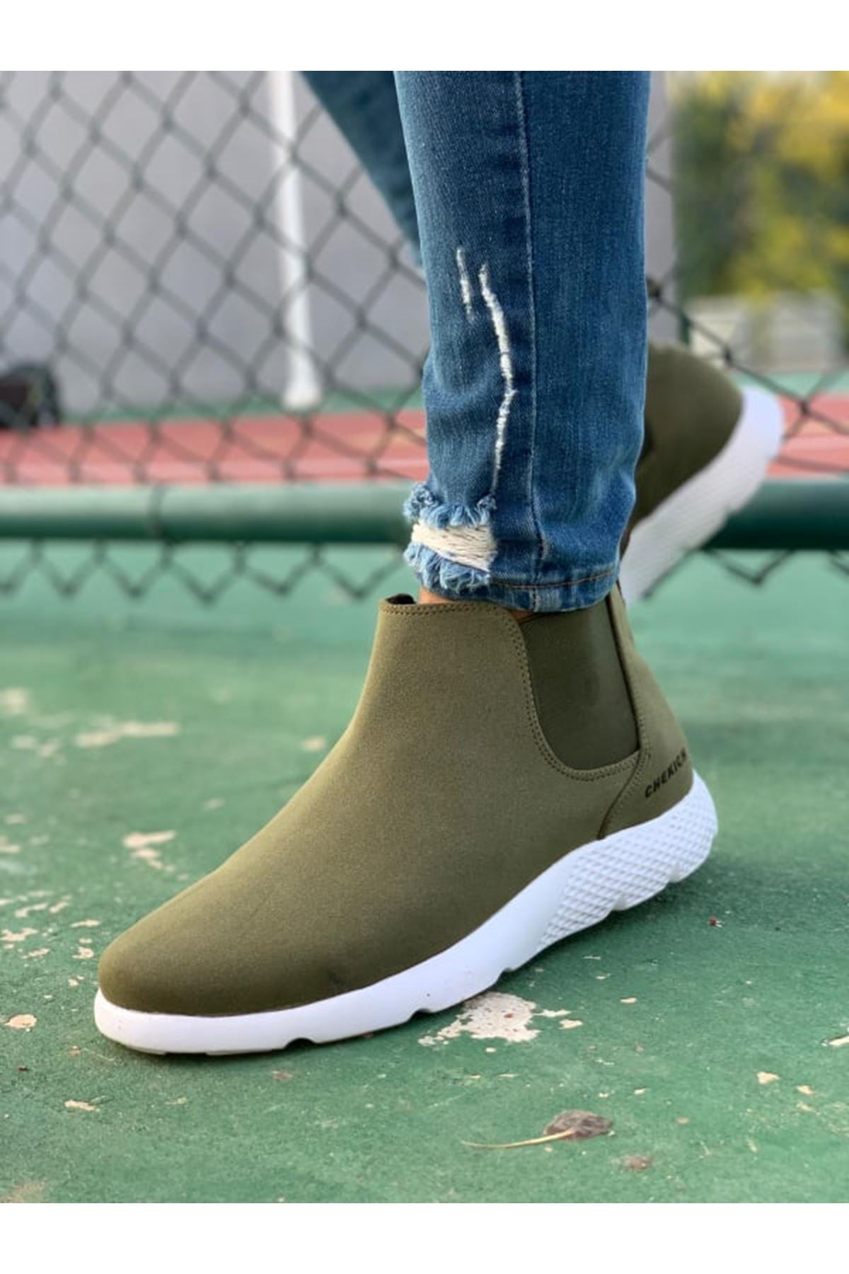 CH049 Men's Suede Khaki-White Sole Streetstyle Casual Sneaker Sports Boots - STREETMODE ™