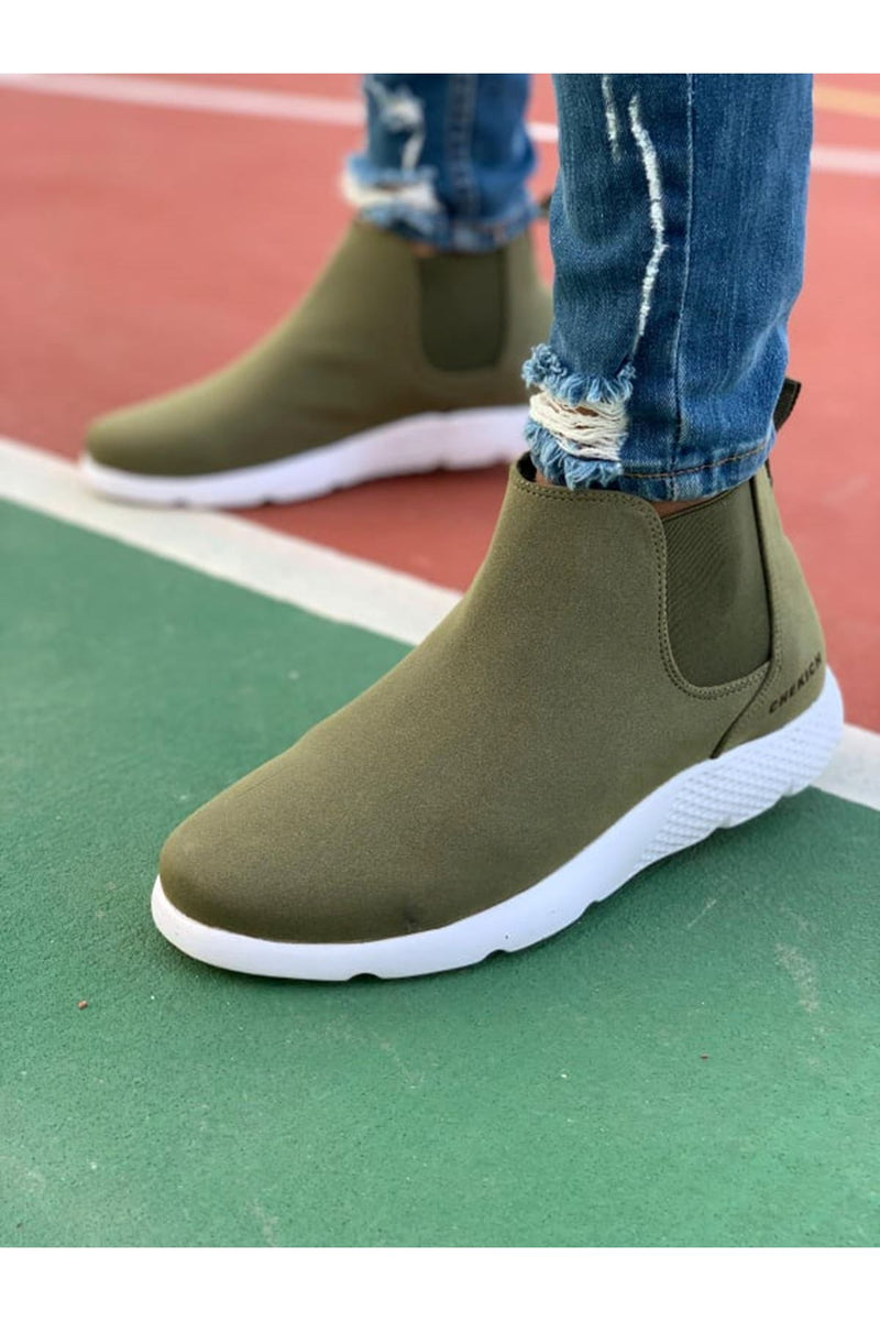 CH049 Men's Suede Khaki-White Sole Streetstyle Casual Sneaker Sports Boots - STREETMODE ™